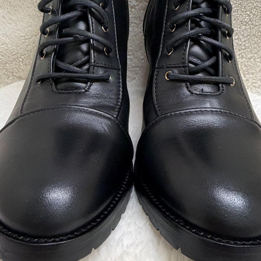 Gorgeous Black Leather Jimmy Choo Cayo Lace Up Boots 2 1/2" Heel Size US 8 - Picture 5 of 11